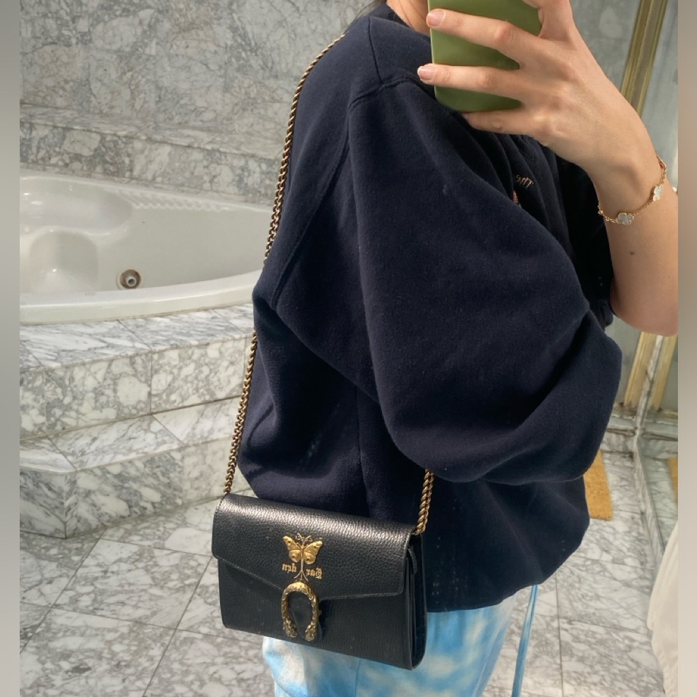 GUCCI Calfskin Garden Dionysus Chain Wallet Black - Picture 15 of 16